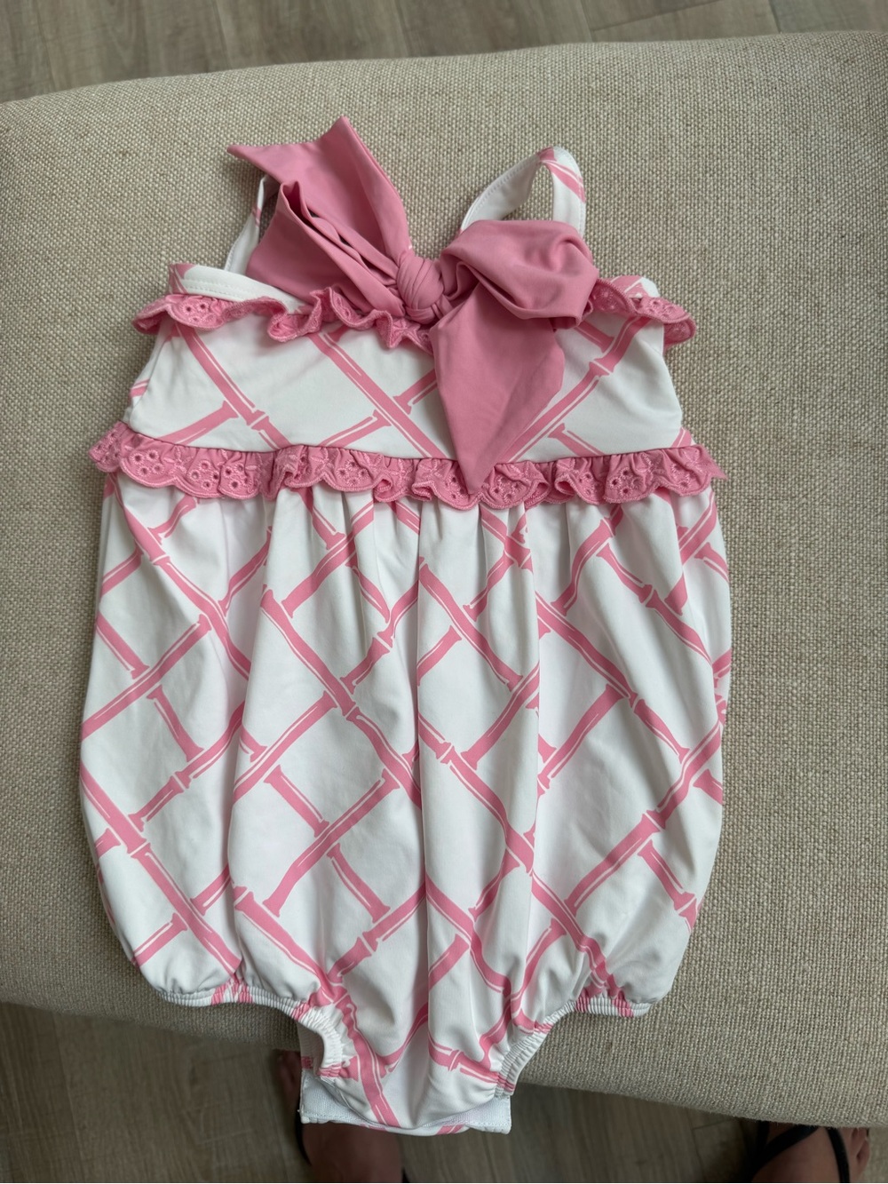 The Beaufort Bonnet Company Pink & White Lattice One-Piece Swimsuit